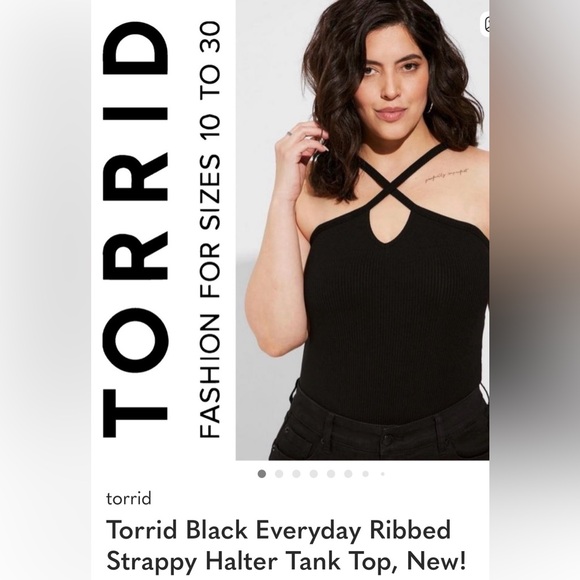 Torrid Black Everyday Ribbed Strappy Halter Tank Top / Size 2 🖤 - Picture 12 of 16